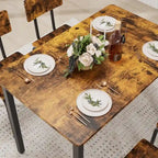 Compact 5-Piece Dining Table Set with 4 Chairs, 43 Metal Frame & MDF, Ideal for Small Spaces, Easy to Clean