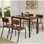 Compact 5-Piece Dining Table Set with 4 Chairs, 43 Metal Frame & MDF, Ideal for Small Spaces, Easy to Clean