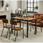 Compact 5-Piece Dining Table Set with 4 Chairs, 43 Metal Frame & MDF, Ideal for Small Spaces, Easy to Clean