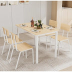 Compact 5-Piece Dining Table Set with 4 Chairs, 43 Metal Frame & MDF, Ideal for Small Spaces, Easy to Clean