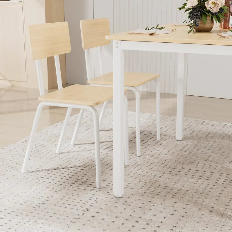 Compact 5-Piece Dining Table Set with 4 Chairs, 43 Metal Frame & MDF, Ideal for Small Spaces, Easy to Clean