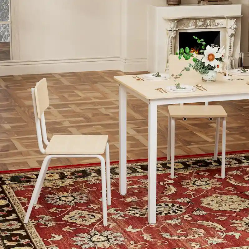 Compact 5-Piece Dining Table Set with 4 Chairs, 43 Metal Frame & MDF, Ideal for Small Spaces, Easy to Clean