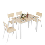 Compact 5-Piece Dining Table Set with 4 Chairs, 43 Metal Frame & MDF, Ideal for Small Spaces, Easy to Clean