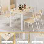 Compact 5-Piece Dining Table Set with 4 Chairs, 43 Metal Frame & MDF, Ideal for Small Spaces, Easy to Clean