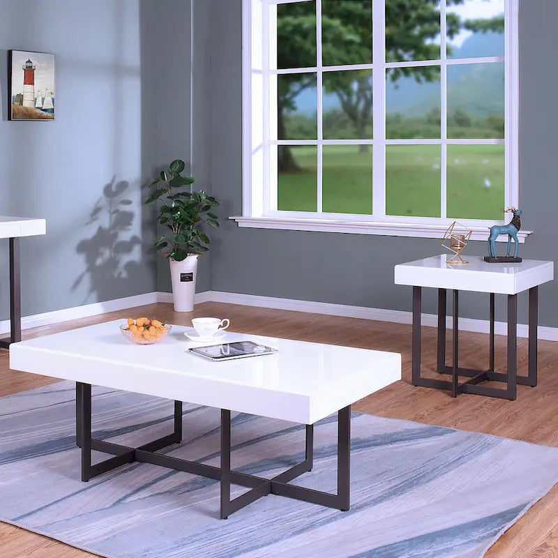 Granala Contemporary Steel 2-Piece Storage Coffee Table Set by Furniture of America