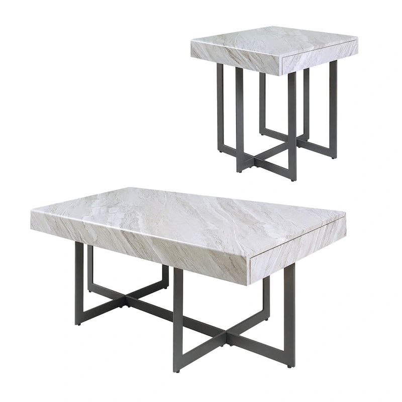 Granala Contemporary Steel 2-Piece Storage Coffee Table Set by Furniture of America