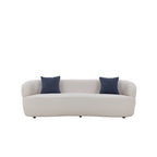 Beige Mid-Century Modern Curved Sofa - 35.00 x 86.00 x 27.00