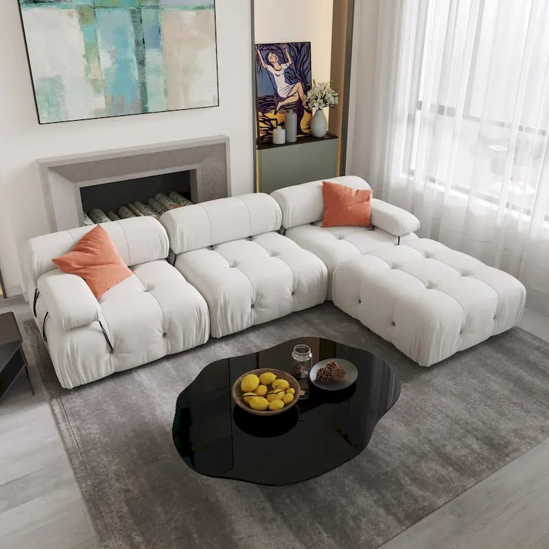 L-shape Velvet Modern Sectional Sofa Soft Couch