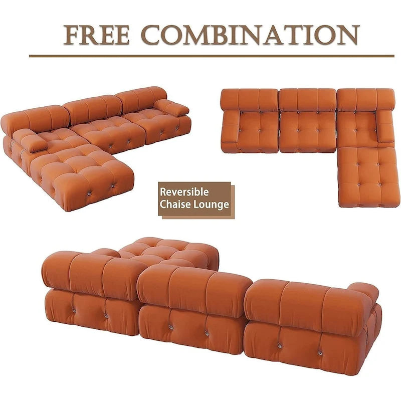 L-shape Velvet Modern Sectional Sofa Soft Couch