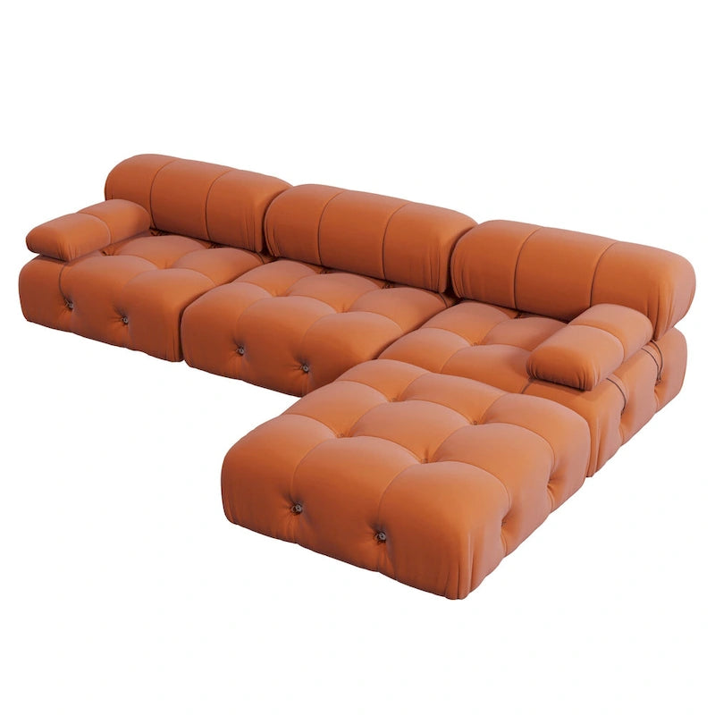L-shape Velvet Modern Sectional Sofa Soft Couch