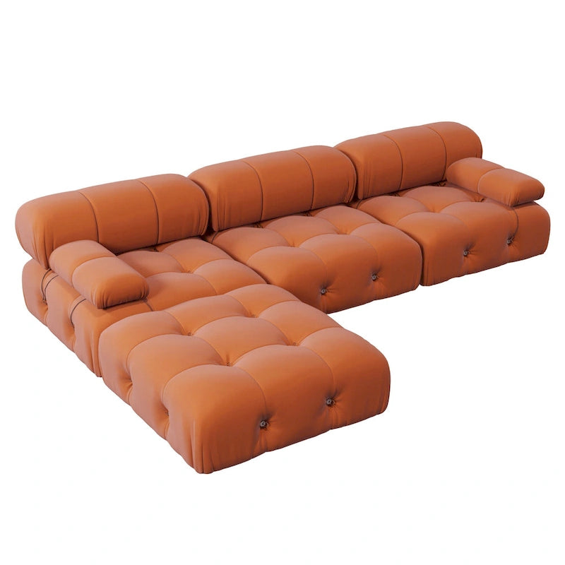 L-shape Velvet Modern Sectional Sofa Soft Couch