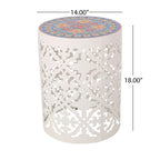 Chetola Indoor Lace Cut Side Table with Tile Top by Christopher Knight Home