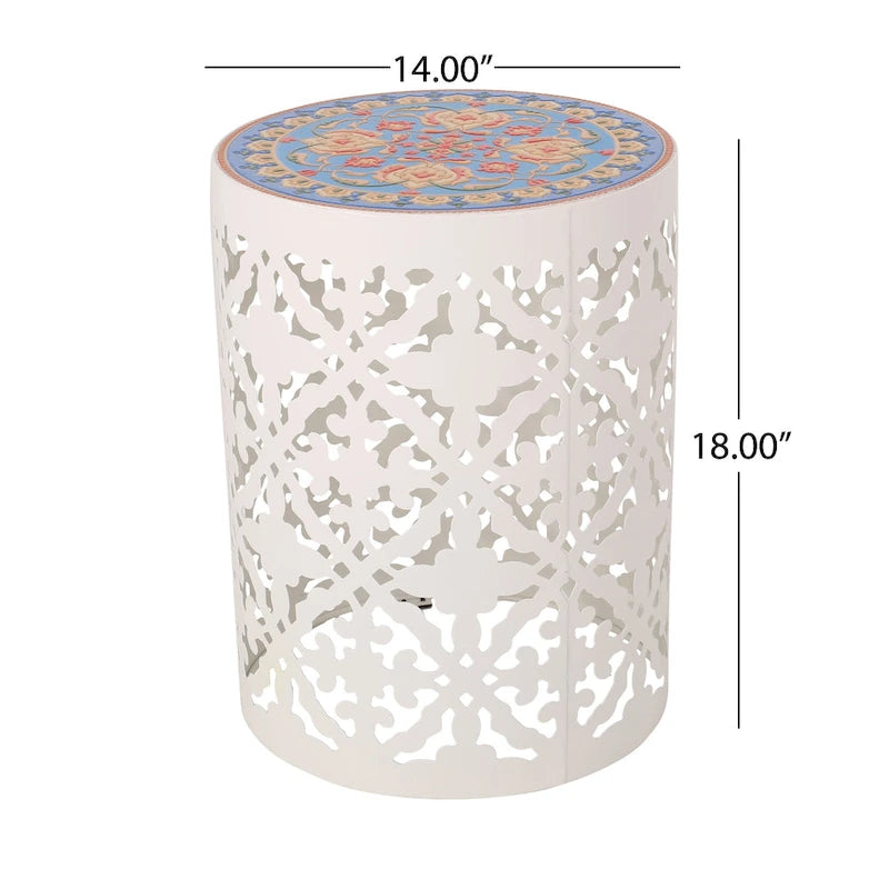 Chetola Indoor Lace Cut Side Table with Tile Top by Christopher Knight Home