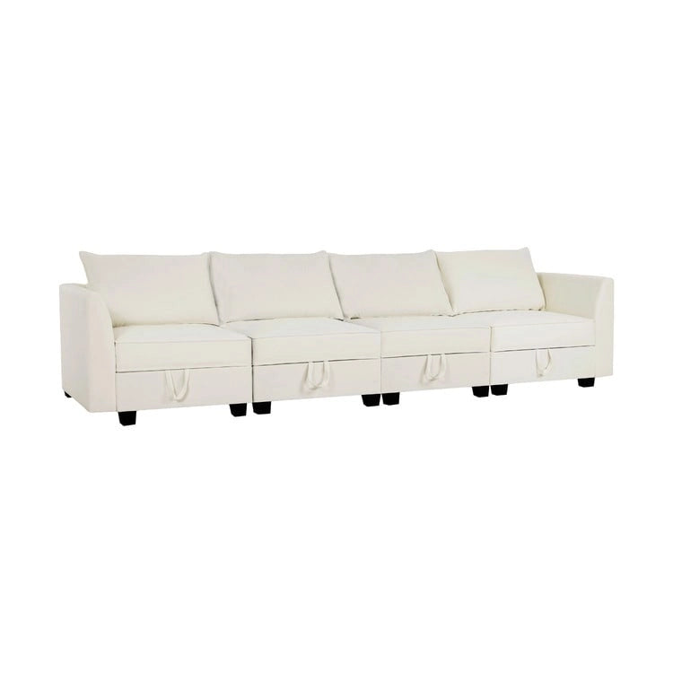 Modular 4 Piece Sofa with Soft Comfortable Seating Linen Sofa Couch with Sturdy Wooden Frame Ideal for Small Spaces