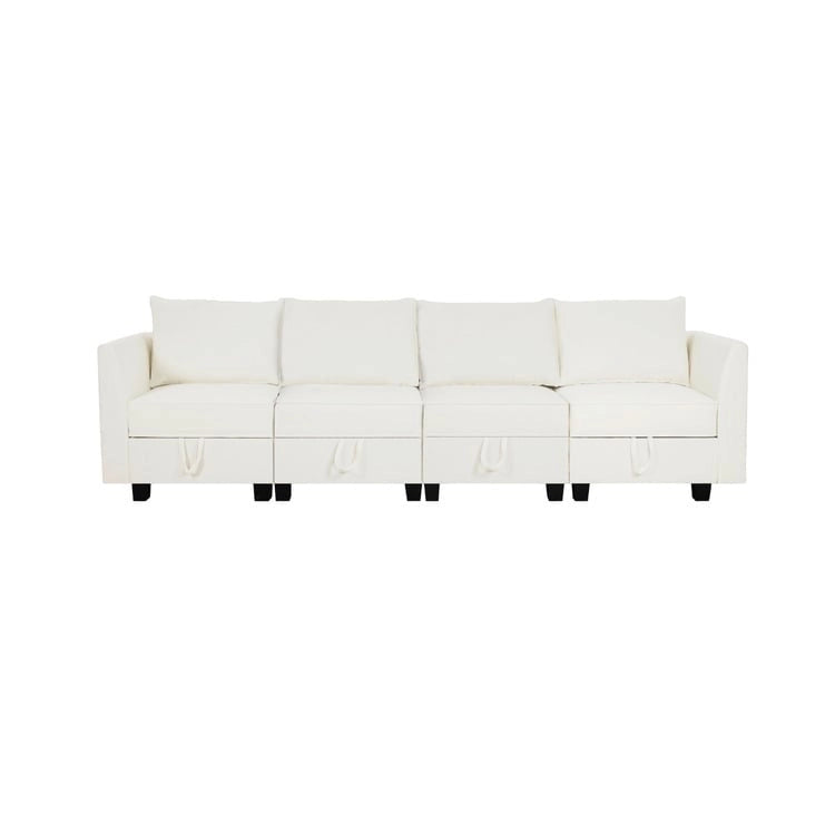 Modular 4 Piece Sofa with Soft Comfortable Seating Linen Sofa Couch with Sturdy Wooden Frame Ideal for Small Spaces