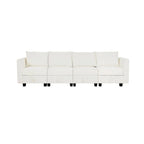 Modular 4 Piece Sofa with Soft Comfortable Seating Linen Sofa Couch with Sturdy Wooden Frame Ideal for Small Spaces