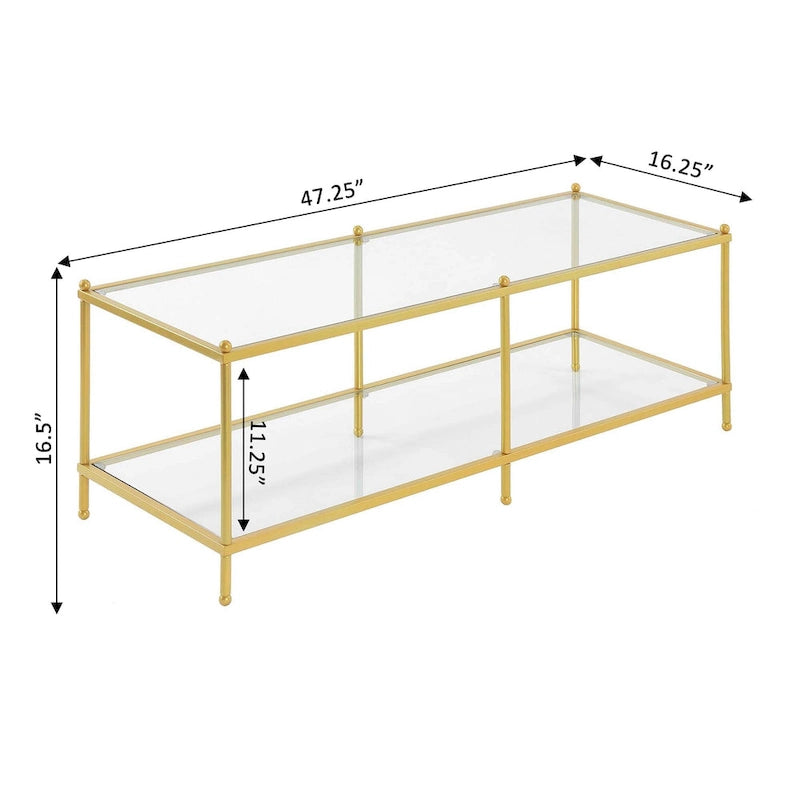 Convenience Concepts Royal Crest 2 Tier Glass Coffee Table