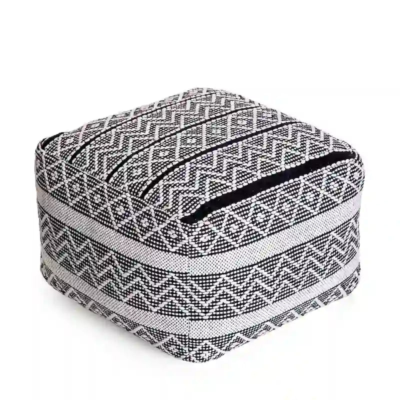 Jani Chouteau 22-inch Square Pouf Ottoman - Handmade Footrest for Living Room, Bedroom, Nursery