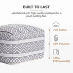 Jani Chouteau 22-inch Square Pouf Ottoman - Handmade Footrest for Living Room, Bedroom, Nursery
