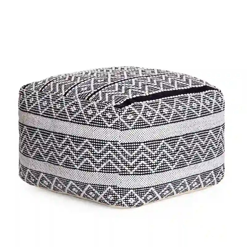 Jani Chouteau 22-inch Square Pouf Ottoman - Handmade Footrest for Living Room, Bedroom, Nursery