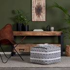 Jani Chouteau 22-inch Square Pouf Ottoman - Handmade Footrest for Living Room, Bedroom, Nursery