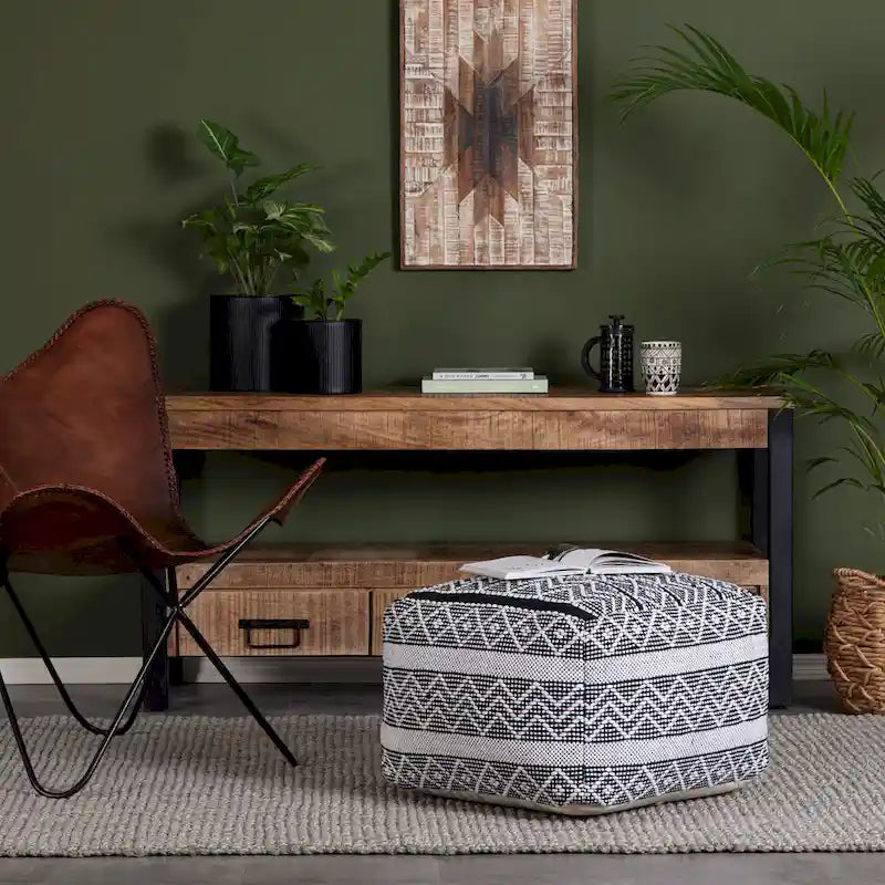 Jani Chouteau 22-inch Square Pouf Ottoman - Handmade Footrest for Living Room, Bedroom, Nursery