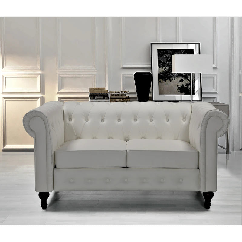 Brooks Velvet Upholstered Classic Chesterfield Loveseat