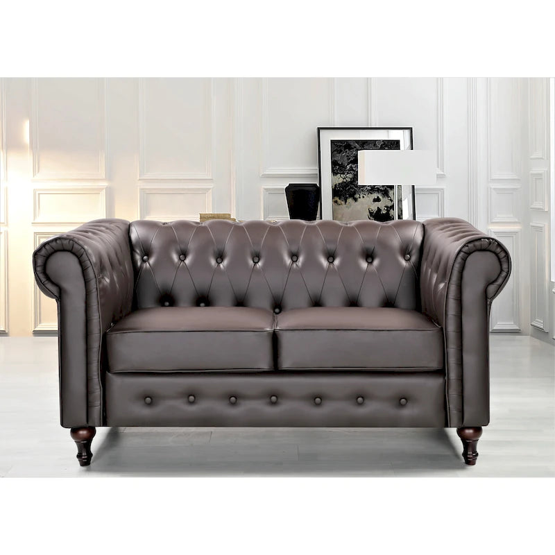 Brooks Velvet Upholstered Classic Chesterfield Loveseat