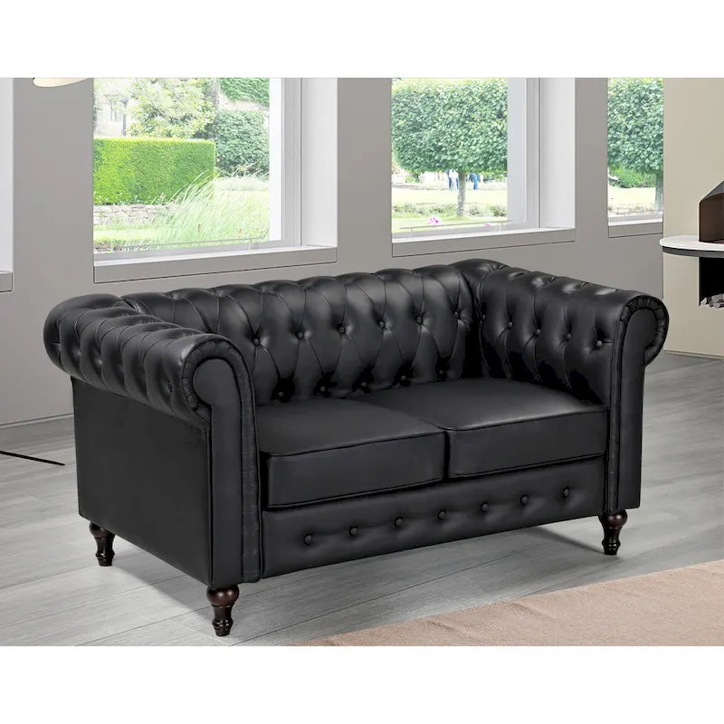 Brooks Velvet Upholstered Classic Chesterfield Loveseat