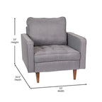 Compact Upholstered Tufted Chair with Wooden Legs