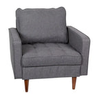Compact Upholstered Tufted Chair with Wooden Legs