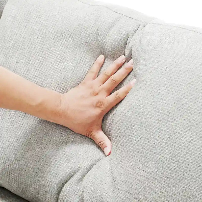 Modular U-shaped Linen Reversible Sofa with a Wooden Side Table Box and Reversible Design