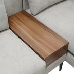 Modular U-shaped Linen Reversible Sofa with a Wooden Side Table Box and Reversible Design
