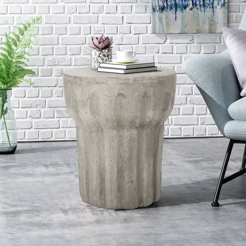 Delphinus Indoor/Outdoor Contemporary Lightweight Concrete Accent Side Table by Christopher Knight Home
