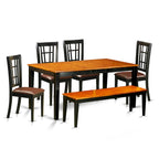 East West Furniture Dining Table Set Contains a Rectangle Table and Dining Chairs with a Bench (Chair Seat Type Options)