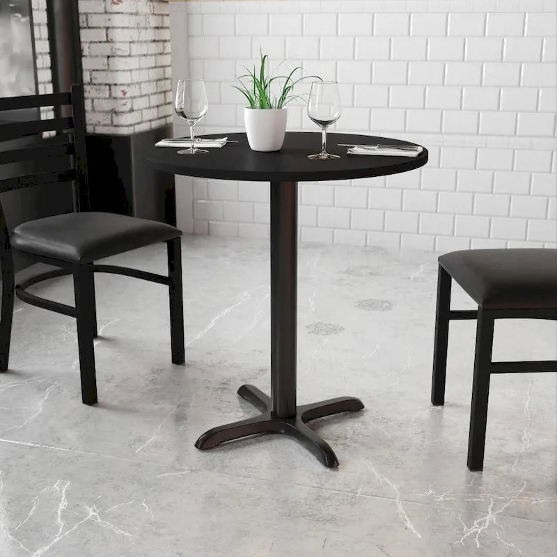 30 Round Laminate Table Top with 22 x 22 Table Height Base - 30W x 30D x 31.125H - 30W x 30D x 31.125H
