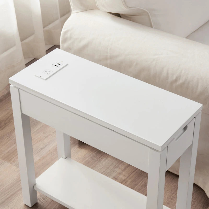 Leick Home Charging Cade Wood Side Table with Drawer