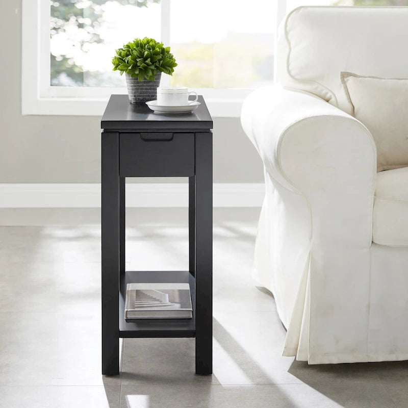 Leick Home Charging Cade Wood Side Table with Drawer