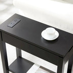 Leick Home Charging Cade Wood Side Table with Drawer