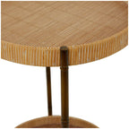 Rattan 2 Tray Shelves Accent Table with Metal Bamboo Inspired Legs - Brown - Roche River Decor - 18W x 18L x 26H