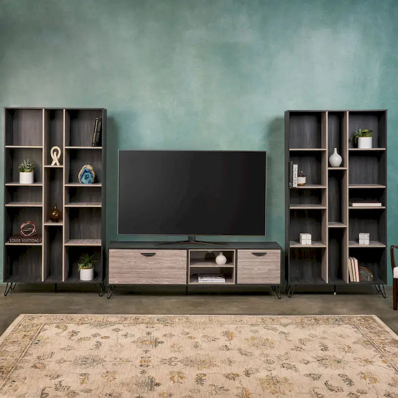 Bramhall 3-pc. Grey Faux Wood Entertainment Center Set by Christopher Knight Home