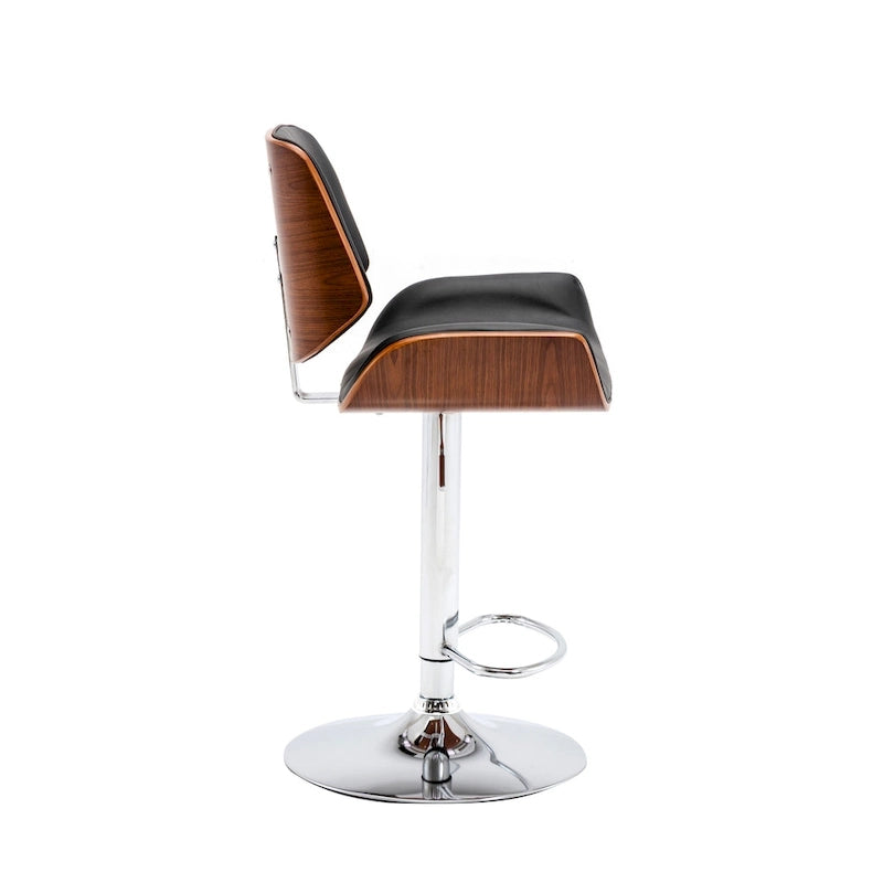 Porthos Home Oriole Height Adjustable Bar Stool, PU Upholstery, Chrome Base