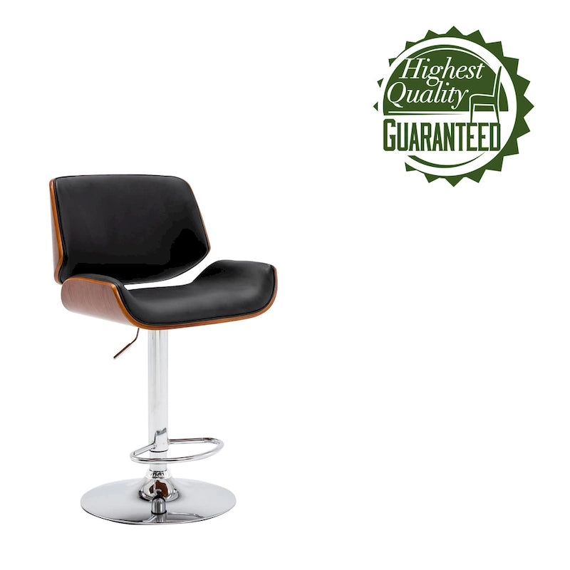 Porthos Home Oriole Height Adjustable Bar Stool, PU Upholstery, Chrome Base