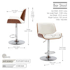 Porthos Home Oriole Height Adjustable Bar Stool, PU Upholstery, Chrome Base
