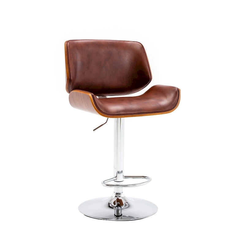 Porthos Home Oriole Height Adjustable Bar Stool, PU Upholstery, Chrome Base