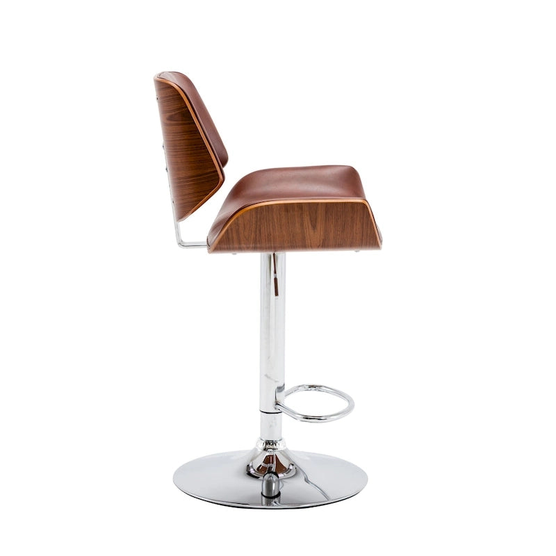 Porthos Home Oriole Height Adjustable Bar Stool, PU Upholstery, Chrome Base