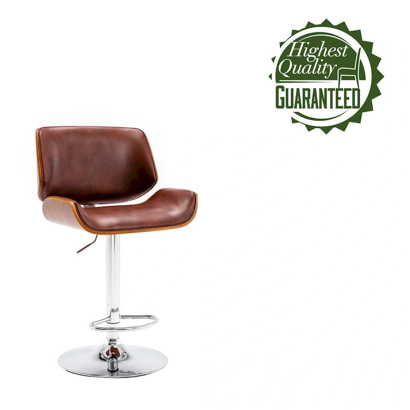 Porthos Home Oriole Height Adjustable Bar Stool, PU Upholstery, Chrome Base