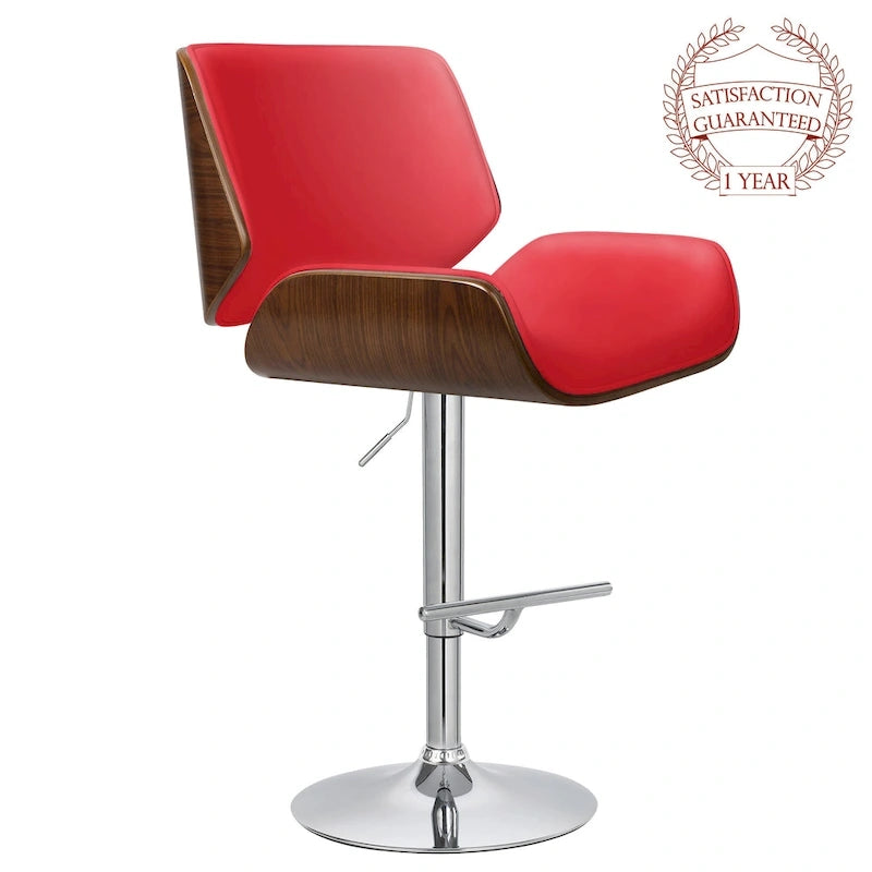 Porthos Home Oriole Height Adjustable Bar Stool, PU Upholstery, Chrome Base