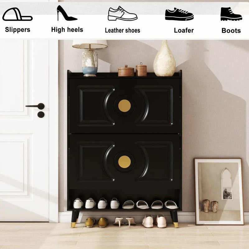 45H Shoe Cabinet Organizer, Shoe Storage Boxes, 2drawer Entrance Shoe Storage