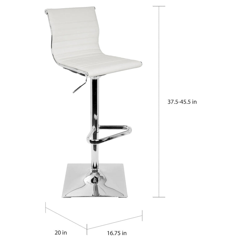 Porch & Den Tower Master Contemporary Adjustable Bar Stool in Faux Leather - N/A